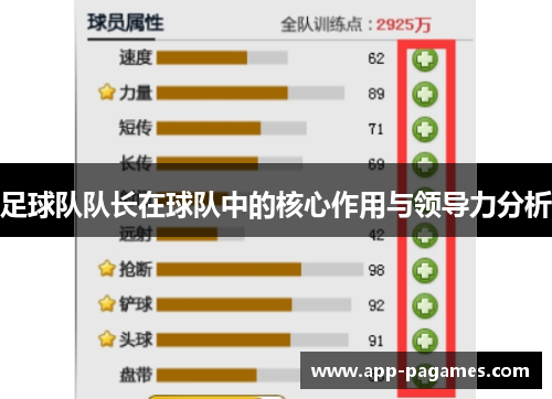 足球队队长在球队中的核心作用与领导力分析