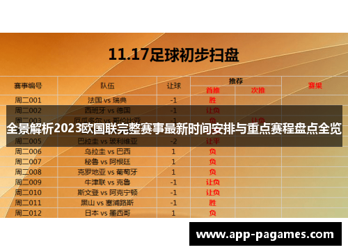 全景解析2023欧国联完整赛事最新时间安排与重点赛程盘点全览 全景解析2023欧国联完整赛事最新时间安排与重点赛程盘点全览